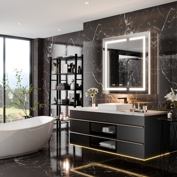 English Elm Smart Led Medicine Cabinet with Anti-fog Gfci Outlet Dimming Bathroom Storage W637P148122