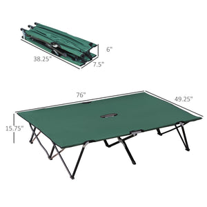 English Elm Outsunny 2-Person Extra Wide Folding Camping Cot - Portable Elevated Bed For Outdoors & Travel W2225P217033-GIGA