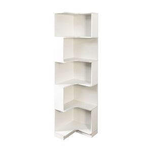 English Elm Corner 5-Tier Book Shelf with LED Accent Lighting, Space-Saving L-Shaped Corner Bookcase for Home White W331P293302