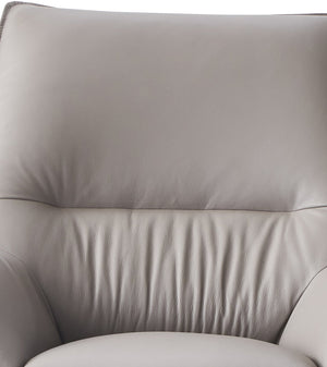 English Elm Jabel Khaki Top Grain Leather Accent Chair & Ottoman with Metal Frame, Full Foam Comfort, 37"H B2726S00392