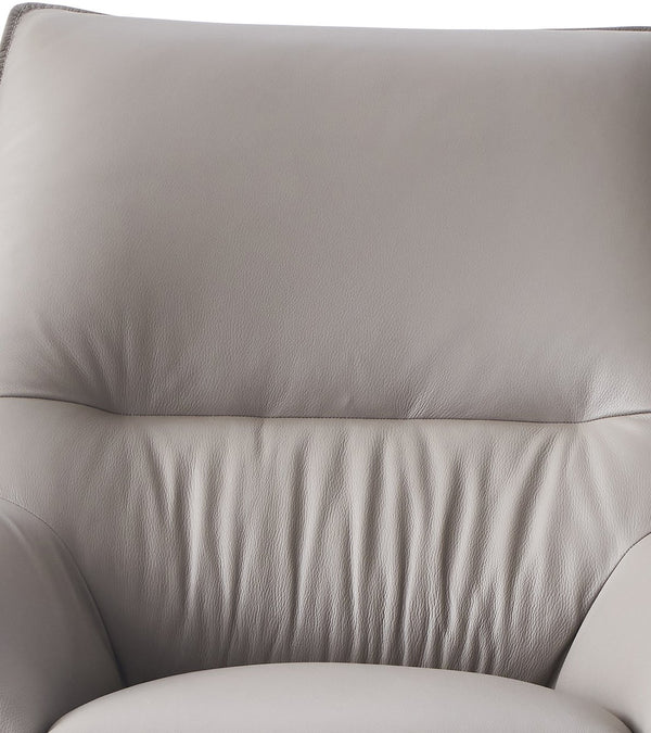 English Elm Jabel Khaki Top Grain Leather Accent Chair & Ottoman with Metal Frame, Full Foam Comfort, 37"H B2726S00392