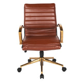 OSP Home Furnishings Mid-Back Faux Leather Chair Saddle