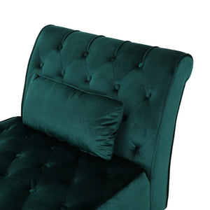 English Elm Chaise Lounge Velvet Upholstered Accent Chair with Birch Legs for Living Room Decor N776P412298T