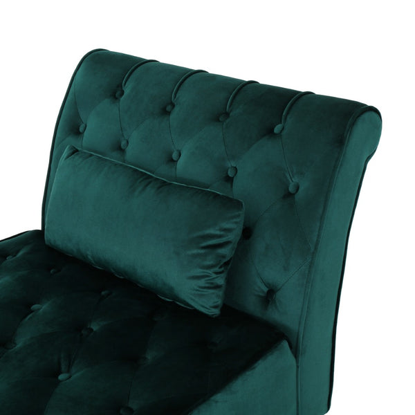 English Elm Chaise Lounge Velvet Upholstered Accent Chair with Birch Legs for Living Room Decor N776P412298T