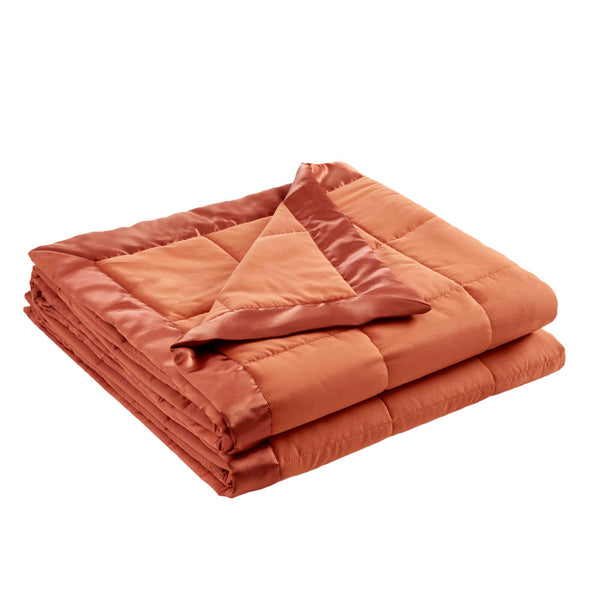 English Elm 1 Lightweight Down Alternative Twin Blanket with Satin Trim, Microfiber Cover, 13oz Filling, Quilted Orange 14.96 L x 6.5 W x 6.5 H B035P319517
