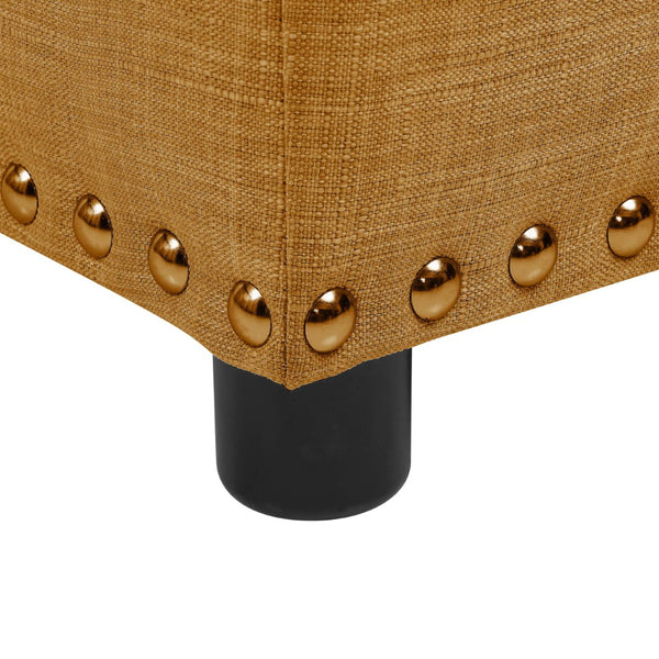 English Elm Tufted Linen Square Ottoman with Lift Top Storage Nailhead Trim Living Room Ginger B2748P481669