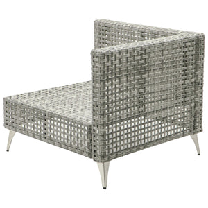 English Elm K&K 8-Piece Patio Conversation Set with 43" 60,000 BTU Propane Fire Pit, UV Wicker & Thick Cushions Grey N707S000012G