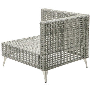 English Elm K&k 7 Piece Outdoor Modular Sectional Wicker Sofa Set with Tempered Glass Coffee Table Grey N707S000011G