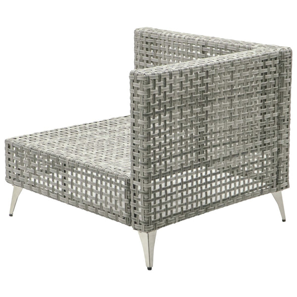 English Elm K&k 7 Piece Outdoor Modular Sectional Wicker Sofa Set with Tempered Glass Coffee Table Grey N707S000011G