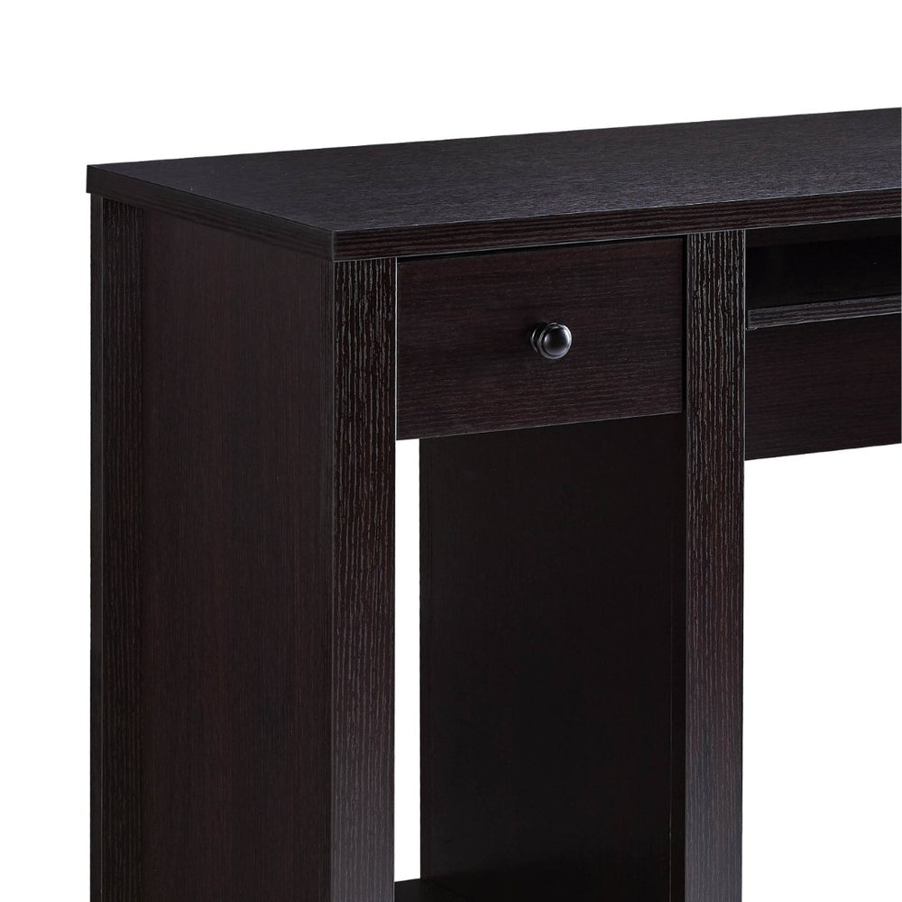 English Elm Akol Black Matte Computer Desk with Keyboard Drawer Open Shelf and Storage B056P416993