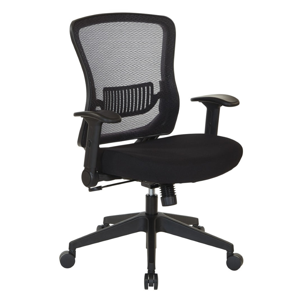 OSP Home Furnishings Dark Air Grid Mesh Back Manager Chair with Lumbar Support and Ergonomic Synchro Tilt Control 515-F37N1F2