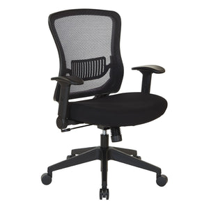 OSP Home Furnishings Dark Air Grid Mesh Back Manager Chair with Lumbar Support and Ergonomic Synchro Tilt Control 515-F37N1F2