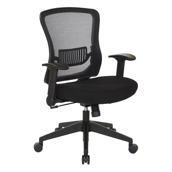 OSP Home Furnishings Dark Air Grid Mesh Back Manager Chair with Lumbar Support and Ergonomic Synchro Tilt Control 515-F37N1F2