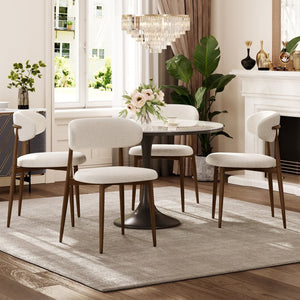 English Elm Dining Chairs Set of 4 Upholstered Farmhouse Metal Frame with Padded Seats W3916S00001