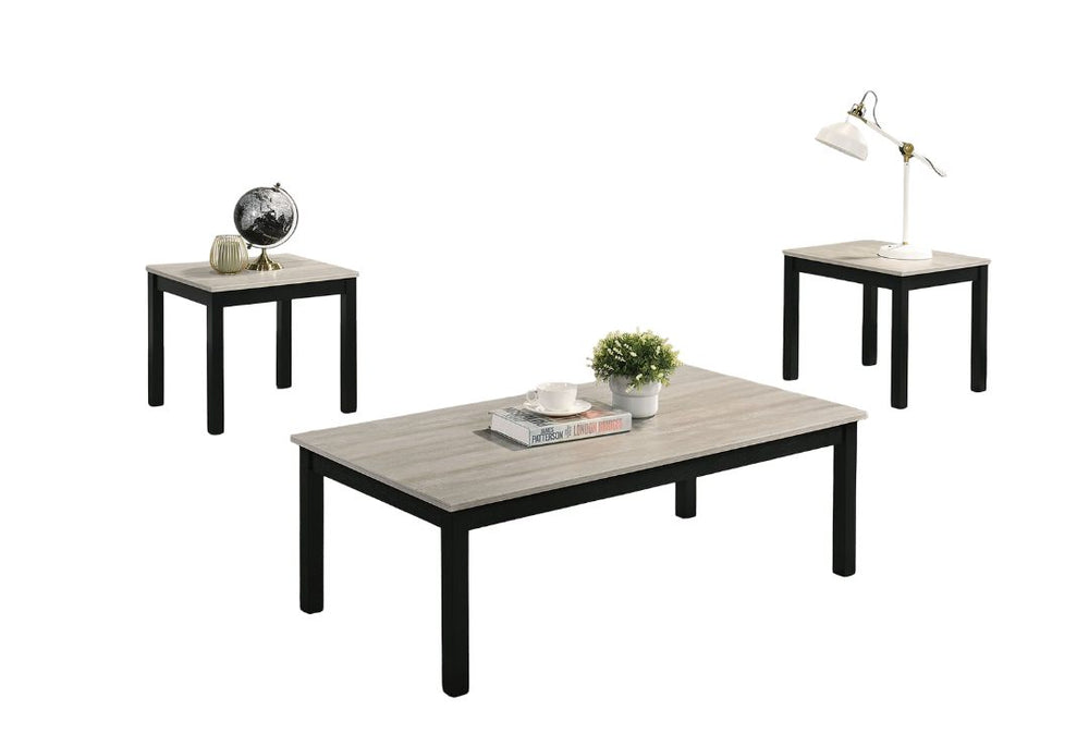 English Elm Light Gray 3pc Table Set – Faux Marble Wood Tops, Solid Wood Legs, Contemporary Living Room Trio B2741P391798