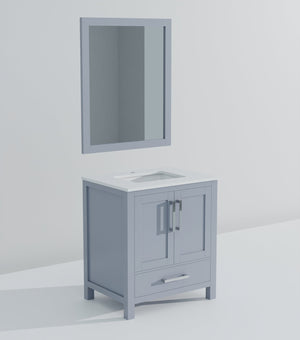 English Elm Dark Grey 30 in Bath Vanity with White Quartz Top, Soft-Close Drawers, Mirror Included, Durable Finish B2731S00674