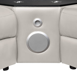 English Elm Nova Tech Sectional with Led Bar Bluetooth Speakers Power Recliners and Freezer Console Gray B009S02168