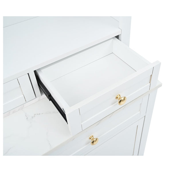 English Elm Topmax 83.7" Modern Tall Kitchen Pantry With Faux Marble Top & Adjustable Storage N717P221575K-GIGA