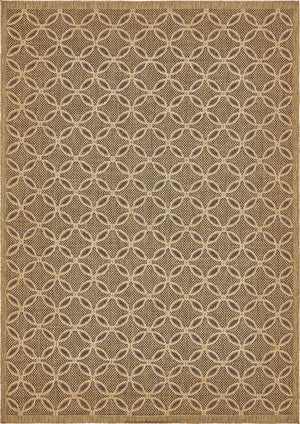 Unique Loom Outdoor Trellis Spiral Machine Made Geometric Rug Light Brown, Brown/Cream/Light Brown/Gold 8' 0" x 11' 4"