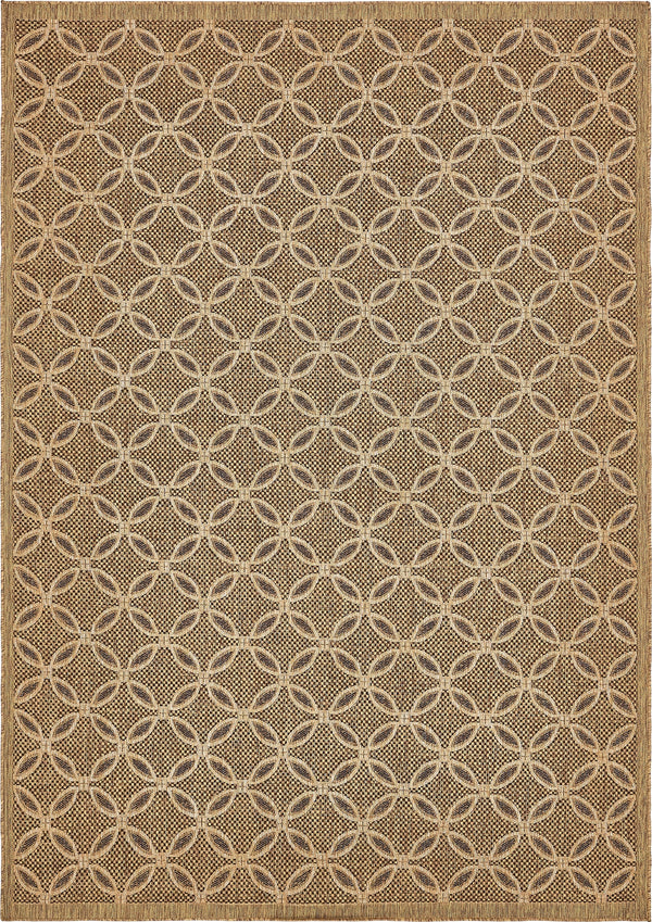 Unique Loom Outdoor Trellis Spiral Machine Made Geometric Rug Light Brown, Brown/Cream/Light Brown/Gold 8' 0" x 11' 4"