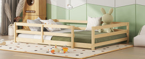 English Elm Full Full Size Montessori Floor Bed in Natural Pine for Kids — Low-Profile, Sturdy, Easy Assembly, Safe Design Oak W1820P331920