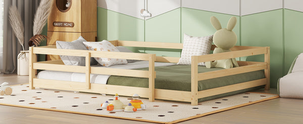 English Elm Full Full Size Montessori Floor Bed in Natural Pine for Kids — Low-Profile, Sturdy, Easy Assembly, Safe Design Oak W1820P331920
