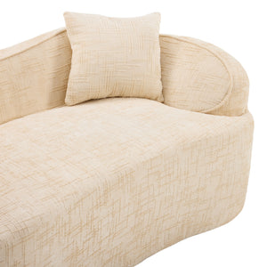 English Elm Beige Curved Two-Person Sofa with Chenille Fabric, Foam+Spring Support, 2 Pillows, Space-Saving Design W3612P350752