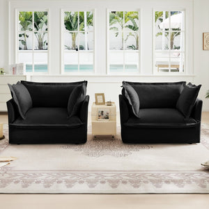 English Elm Set Of 2 Slipcovered Armchairs - Luxurious Deep Seat Chairs In Soft Chenille For Cozy Living Spaces W3041S00108-GIGA