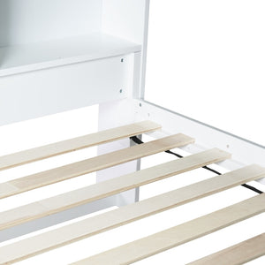 English Elm Twin Over Twin Bunk Bed With Integrated Shelves, Safety Guardrails & Convertible Design, White Finish W504S00214-GIGA