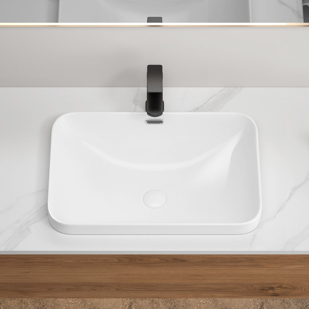 English Elm Ceramic Undermount Vanity Sink Glazed Porcelain Basin with Clean Flush Countertop Fit W3402P406915