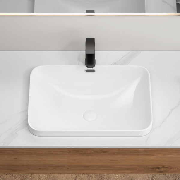 English Elm Ceramic Undermount Vanity Sink Glazed Porcelain Basin with Clean Flush Countertop Fit W3402P406915