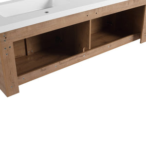 English Elm 60" Freestanding Double Sink Bathroom Vanity with Soft-close Doors and Three Drawers W999S00508