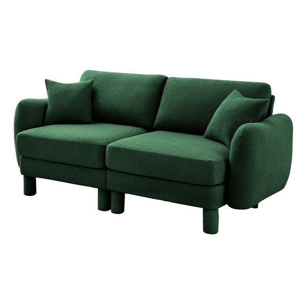 English Elm Boucle Fabric 2-Seater Loveseat Sofa With Shell-Shaped Armrests & Plush Cushions For Comfort W3041S00306