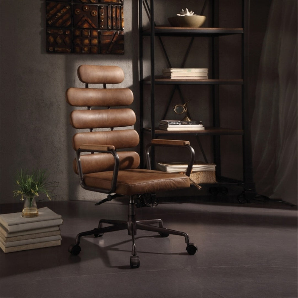 English Elm Calan High Back Executive Office Chair in Top Grain Leather with Mid Century Appeal B2726P419109