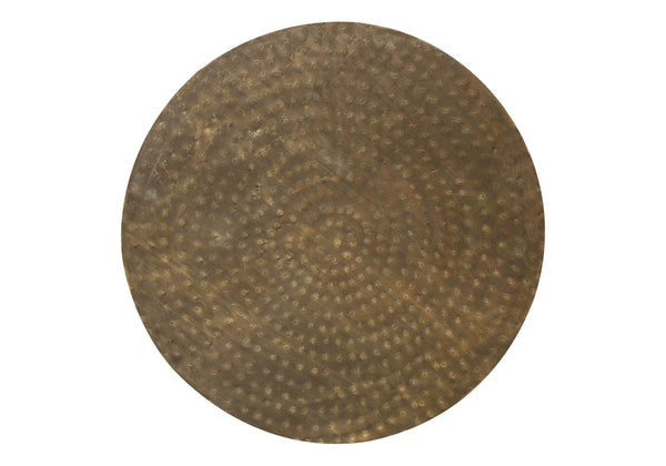 English Elm Accent Drum End Table with Hammered Metal Finish — 22" Handcrafted Cone Shape for Chic Living Spaces Copper 23 L x 23 W x 19 H B2710P219459