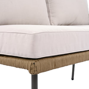 English Elm K&K 6-Piece Rope Patio L-Shaped Sectional Set with Acacia Wood Ice Box Table and Deep Cushions Beige+Brown N707S000014Z