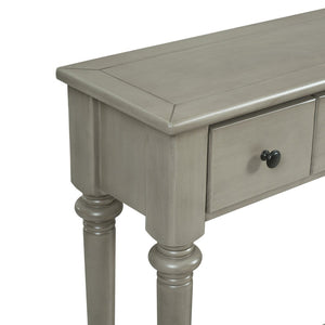 English Elm Trexm Vintage Console Table Four Drawers Pine Veneer Grey Wash Entryway Storage N715P202860E