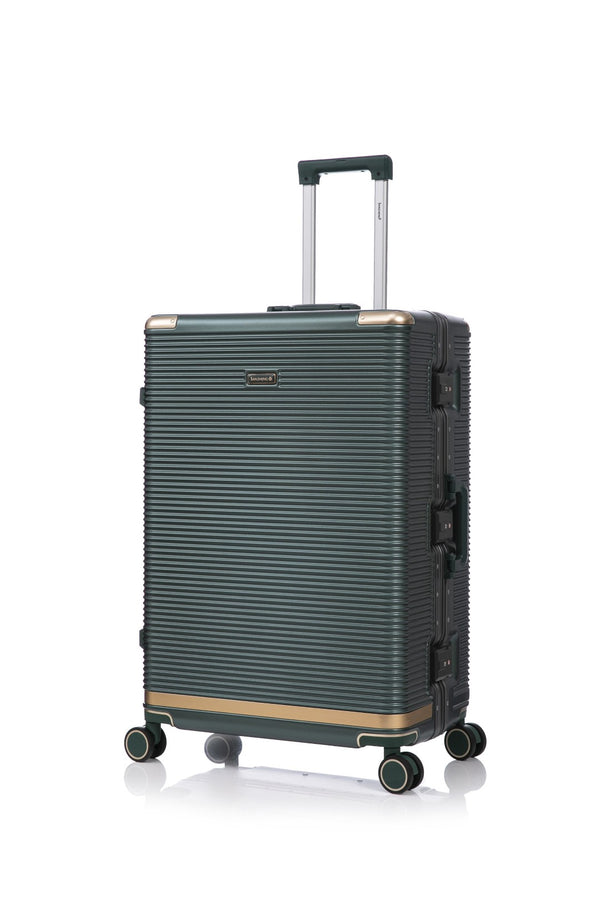 English Elm Luggage Set 3 Piece Polycarbonate Aluminum Frame Hard Shell Travel Suitcases with Lock Green T3292P361539