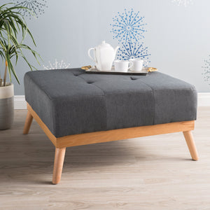 English Elm Christopher Knight Home® - OTTOMAN Dark Gray Fabric Upholstered Square Ottoman with Mid-Century Slanted Legs, 32" x 32" x 17" Stylish Accent Seat 60439.00DGY