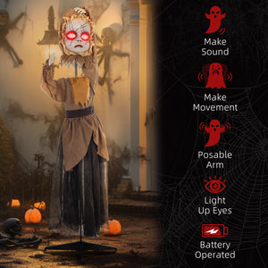 English Elm Homcom Life-Size Animatronic Halloween Doll With Jump Scare Motion, Sound Effects & Light-Up Eyes W2225P229497