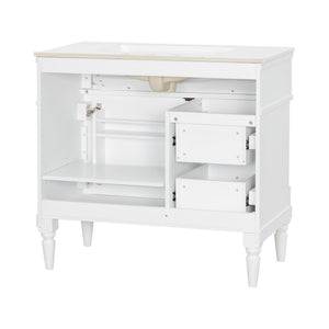 English Elm 36" Bathroom Vanity With Ceramic Sink, Durable Rubberwood Frame, Smart Storage & Modern Design N725P356064K