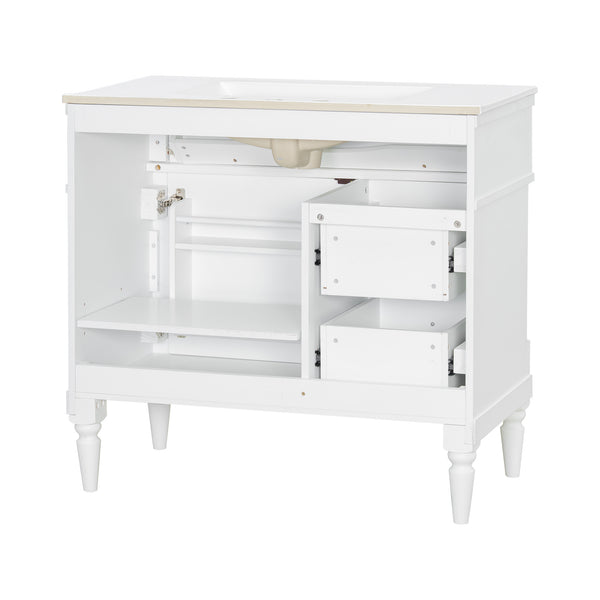 English Elm 36" Bathroom Vanity With Ceramic Sink, Durable Rubberwood Frame, Smart Storage & Modern Design N725P356064K