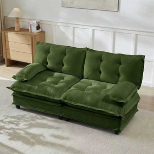 English Elm 77 Inch Cloud Loveseat Modular Chenille Sofa with Lattice Cushions for Any Room Green W714S01717