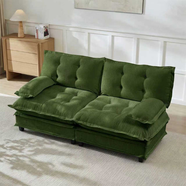 English Elm 77 Inch Cloud Loveseat Modular Chenille Sofa with Lattice Cushions for Any Room Green W714S01717