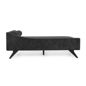English Elm Chaise Lounge Mid-century Polyester Upholstered Birch Wood Legs Living Room Accent 68108.00BLK