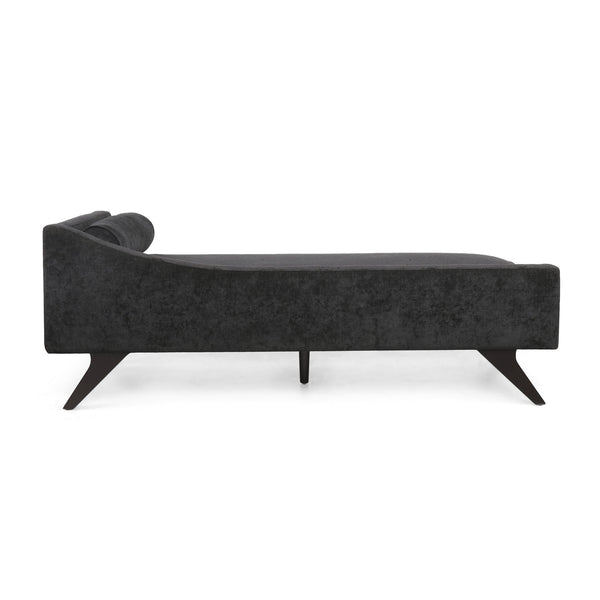 English Elm Christopher Knight Home® - CHAISE modern fabric lounge with rolled accent pillow, splayed birch legs and luxe comfort seating experience Black 68.25 L x 28 W x 17.75 H N776P291705B