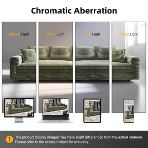 English Elm 102.4 Inch Plush Corduroy Cloud Sofa Deep Seat Four Person Convertible Lounge for Living Room Green W1885S00345
