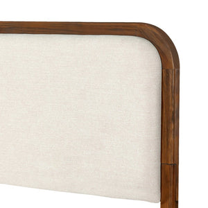 English Elm King Acacia Wood Platform Bed Curved Upholstered Headboard Scandinavian Bedroom N758K518081N