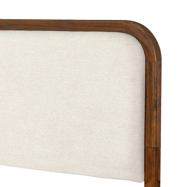 English Elm King Acacia Wood Platform Bed Curved Upholstered Headboard Scandinavian Bedroom N758K518081N