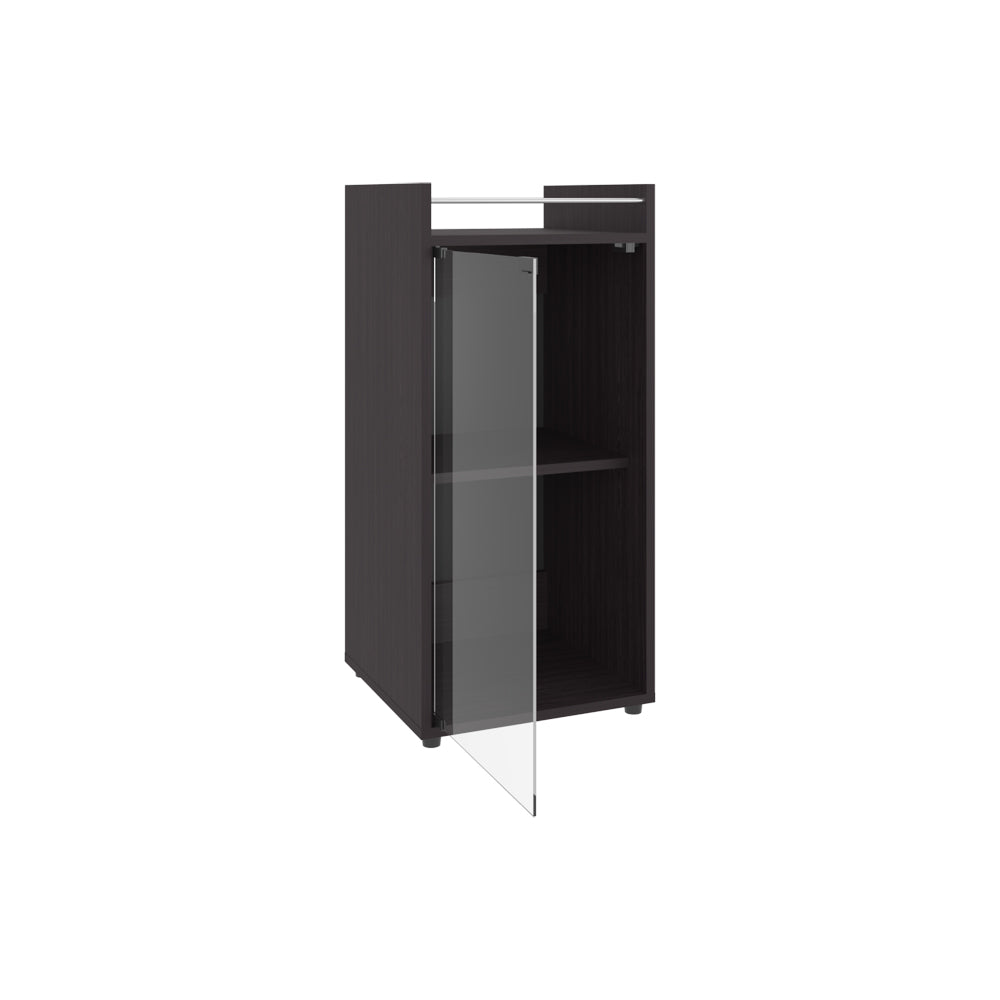 English Elm Minibar Cabinet Lampeter Black – Engineered Wood Two-Tier Glass Door Bar Cabinet for Living Room B092P315562